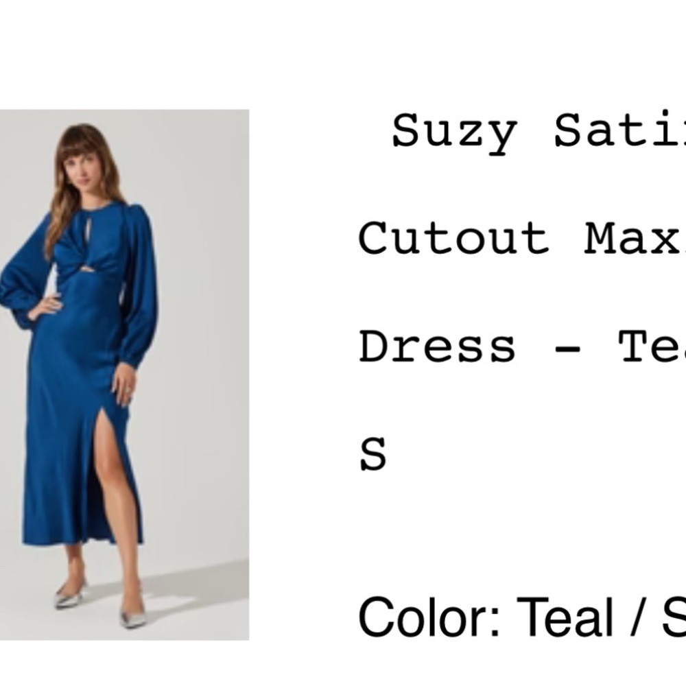 Astr Satin Cutout Maxi Dress - Teal